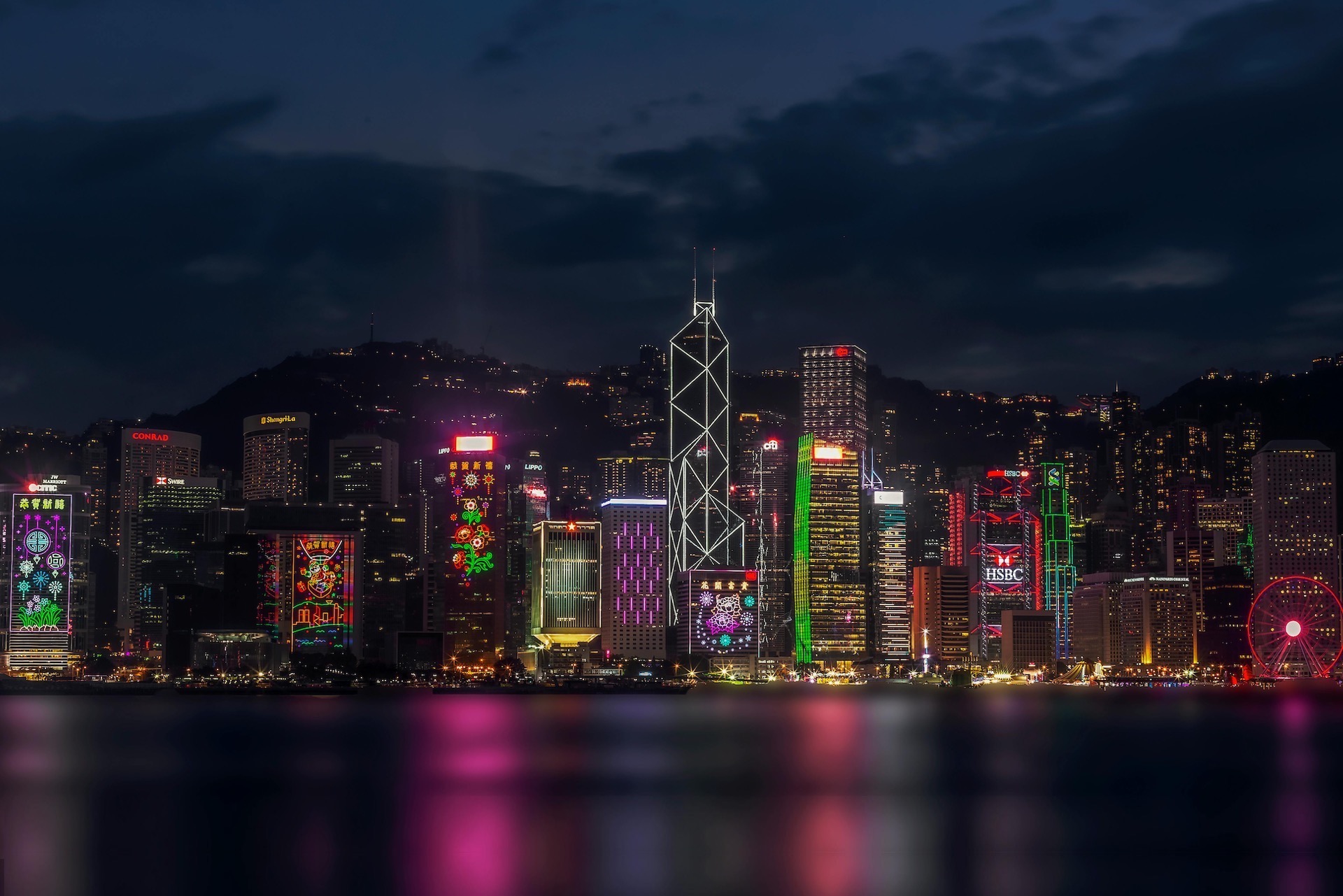 香港維多利亞港與天際線